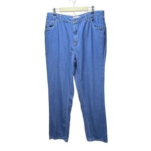 Woman Within Straight Leg Jeans 16W Tall Blue Medium Wash High Rise 100% Cotton